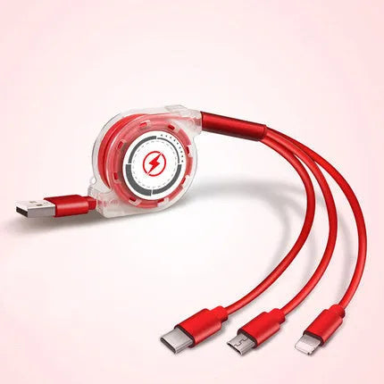 3-in-1 telescopic charging cable extended to 120 cm with titanium alloy connectors