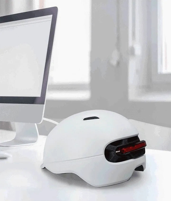 Urban Light Riding Intelligent Helmet in white, EPS PC construction, available in M and L sizes