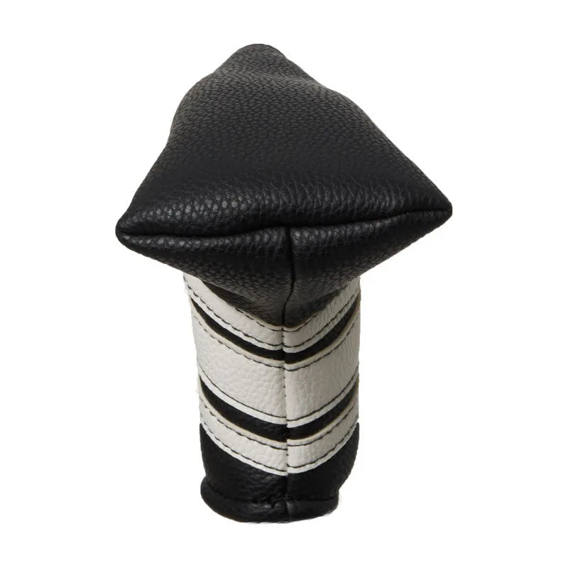Black PU leather golf club head cover and push rod protective sleeve