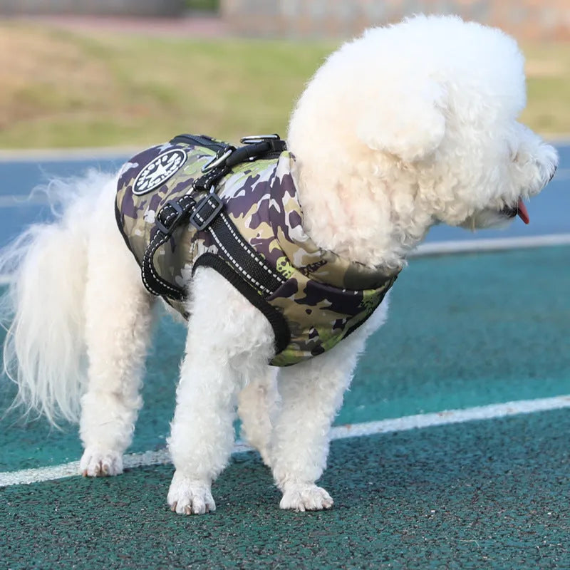 Pet warm dog cotton coat with thickened fleece lining in blue, size L