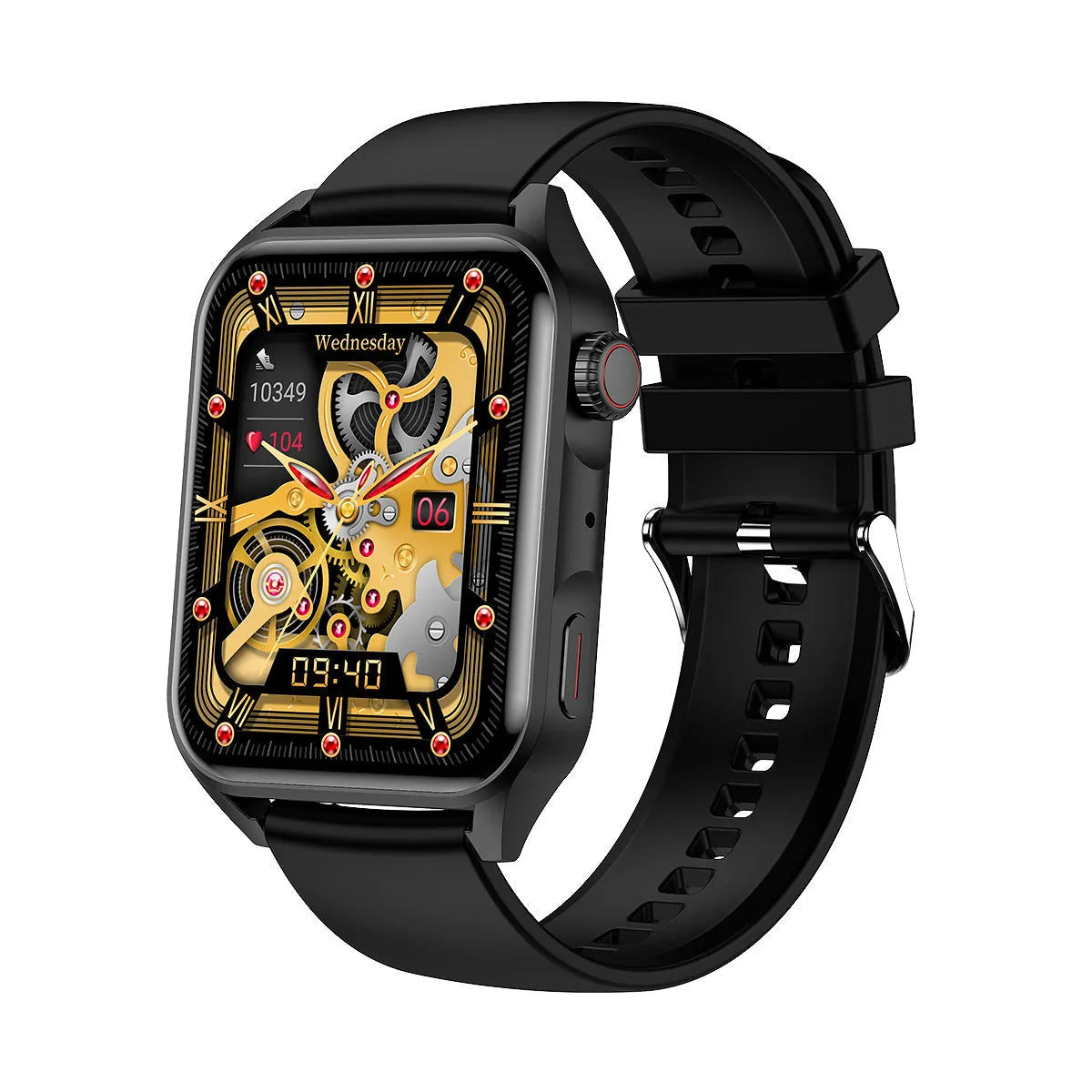 Smart watch with 1.8-inch AMOLED screen, NFC, and silicone strap in three colour options