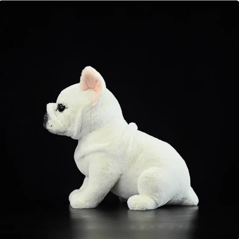 Cream French dog plush toy standing, 23 cm tall, with soft plush fur and PP cotton filling