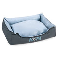 Soft grey dog bed with raised sides and a removable cover, shown in medium size.