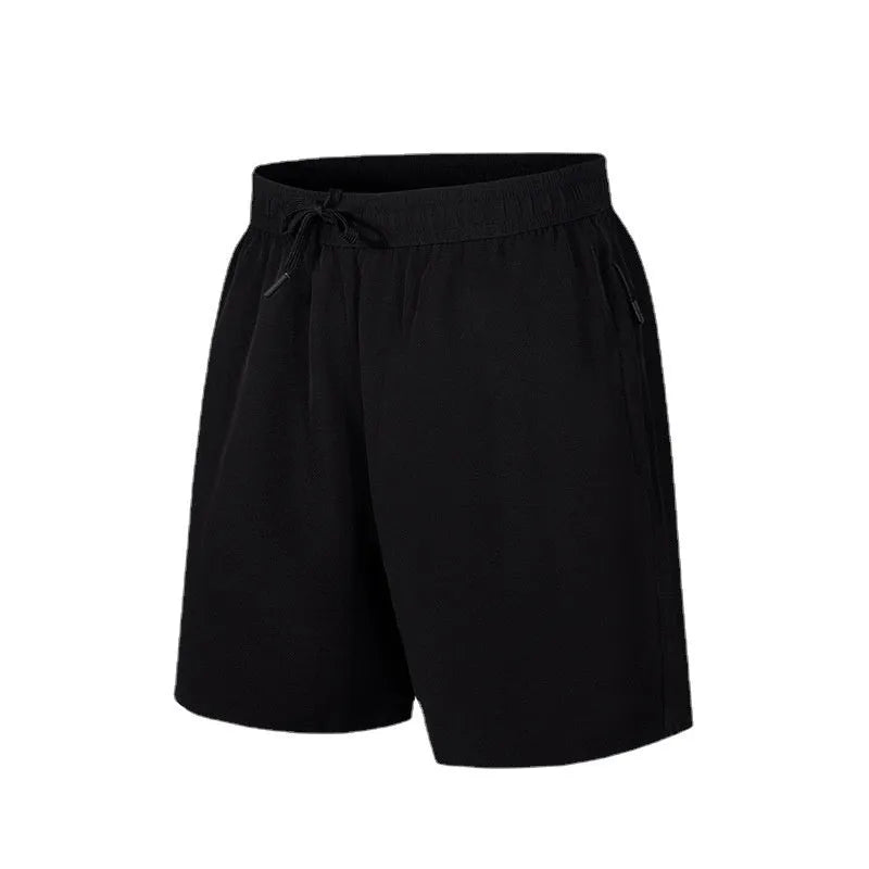 Men's loose fit quick-drying sports shorts in ice silk polyester fabric with micro-elastic waistband