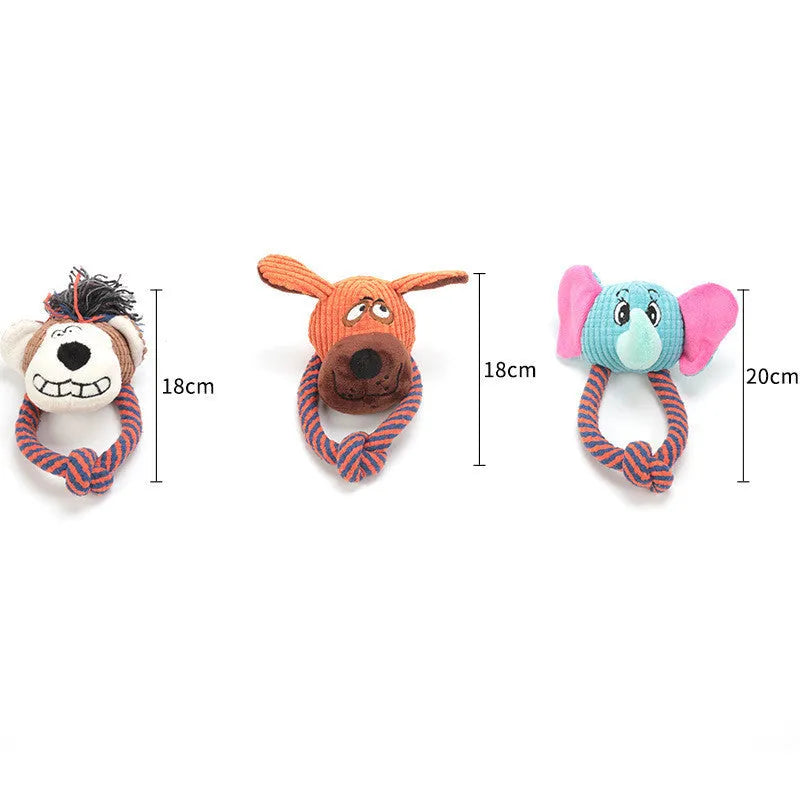 Dog cotton rope teeth cleaning toy with sound in elephant style, plush material