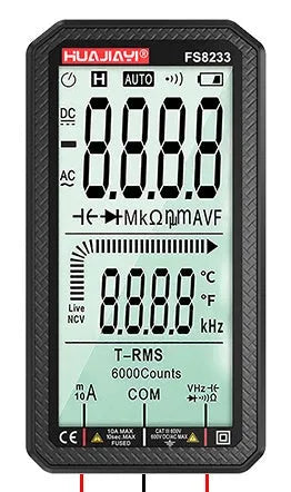 Handheld black or red digital multimeter with large screen display for electrical testing