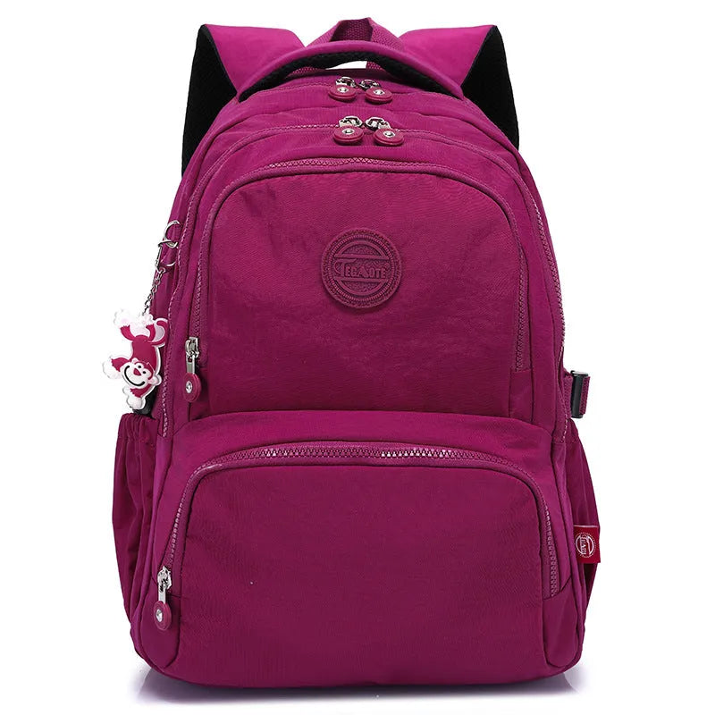 Nylon ultra light outdoor daily travel backpack with curved shoulder straps in olive green colour