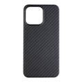 Matte black Kevlar fibre protective case for iPhone showing stripe detail and precise model fit