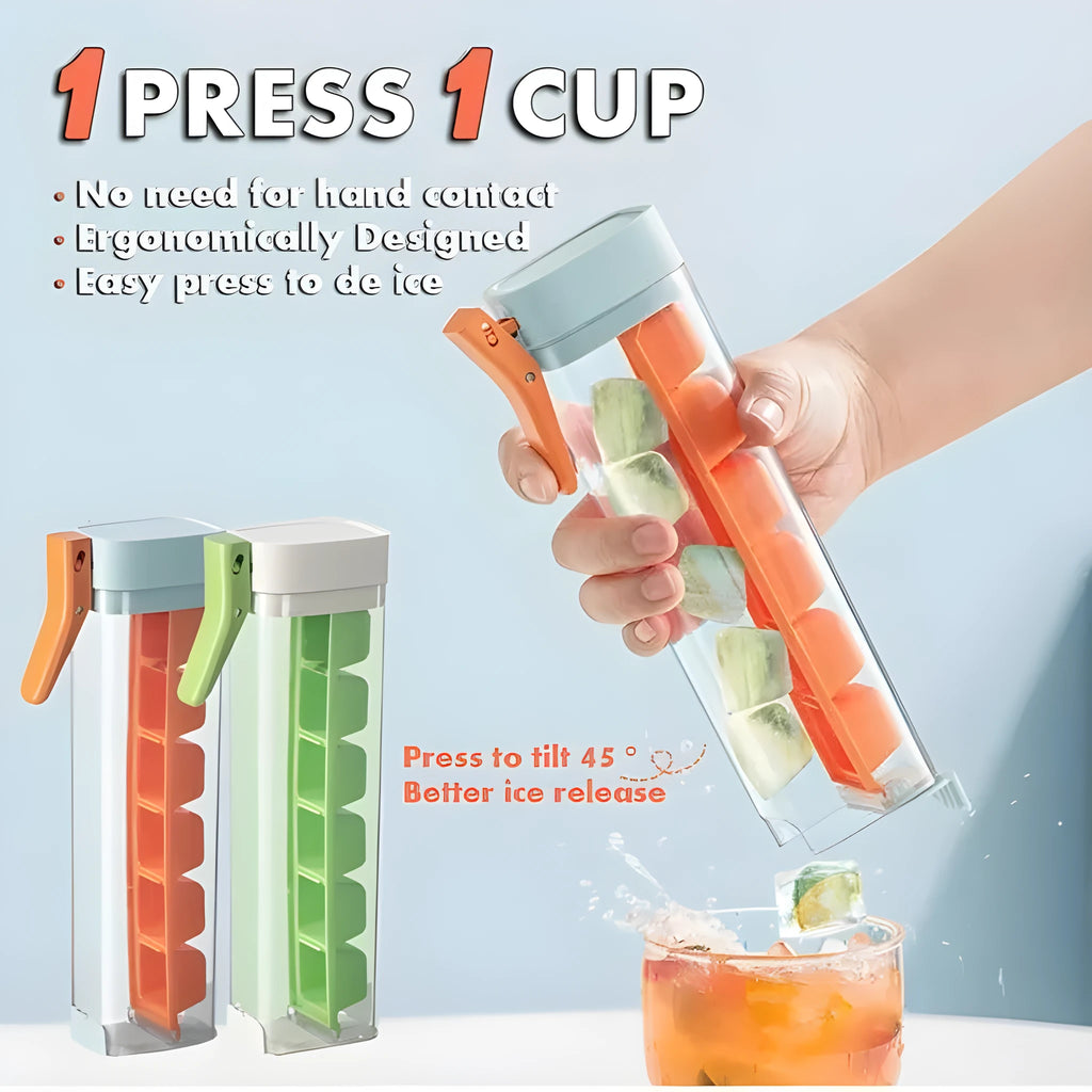 Food grade press-release ice cube tray with storage box in Maldives colour or pearl white.