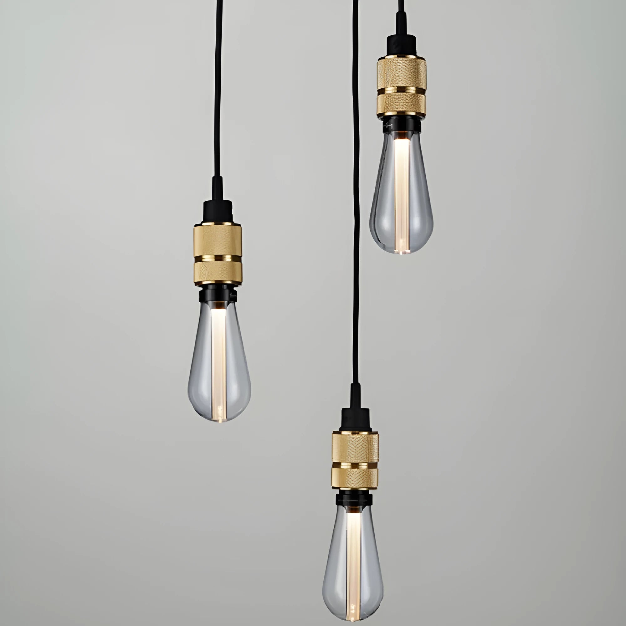 Compact DIY retro ceiling light chandelier in shiny black, rose gold, gold, and chrome metallic finishes.