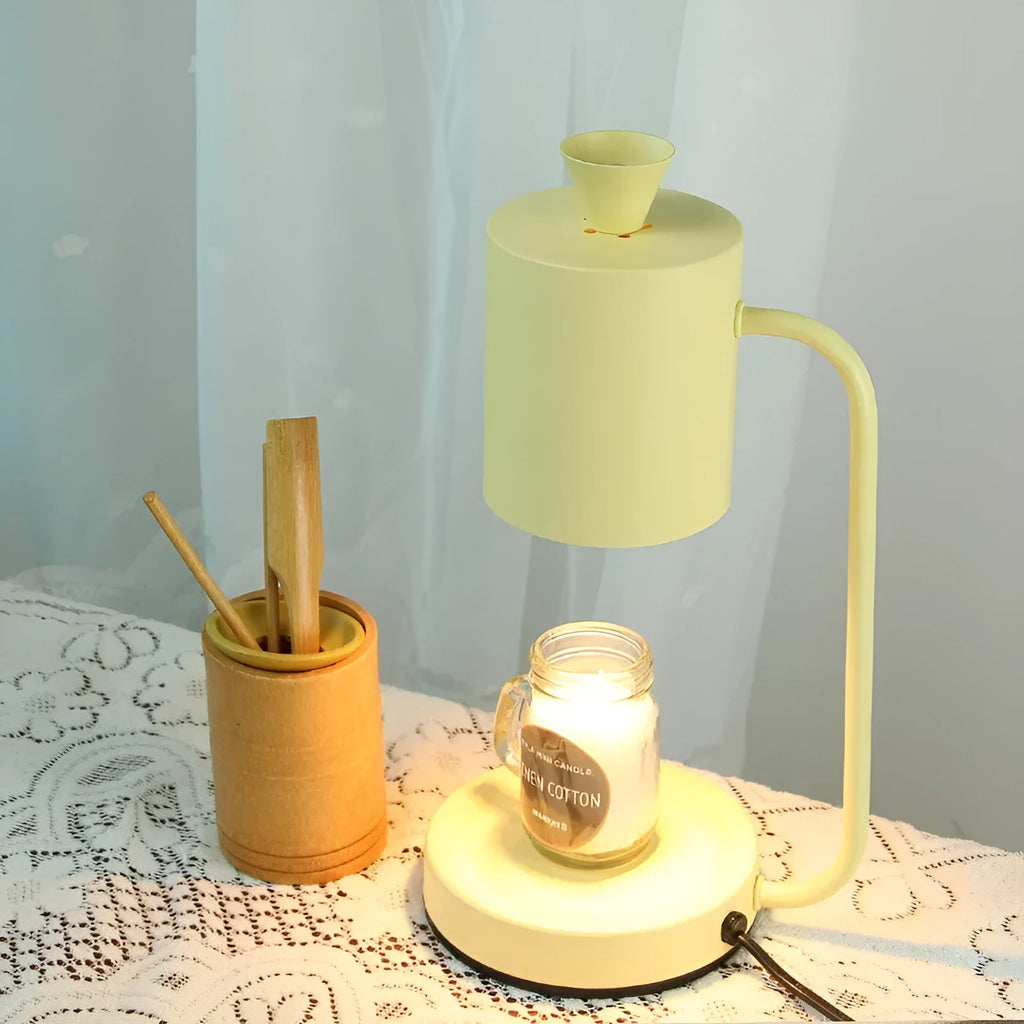 European-style metal melting wax lamp with dimmer switch in white finish