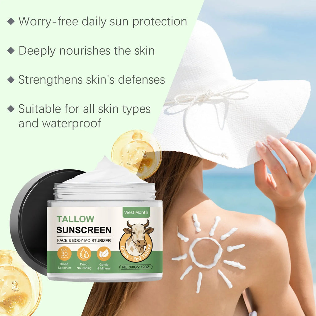 60g sunscreen cream container with titanium dioxide and hyaluronic acid for daily UV protection