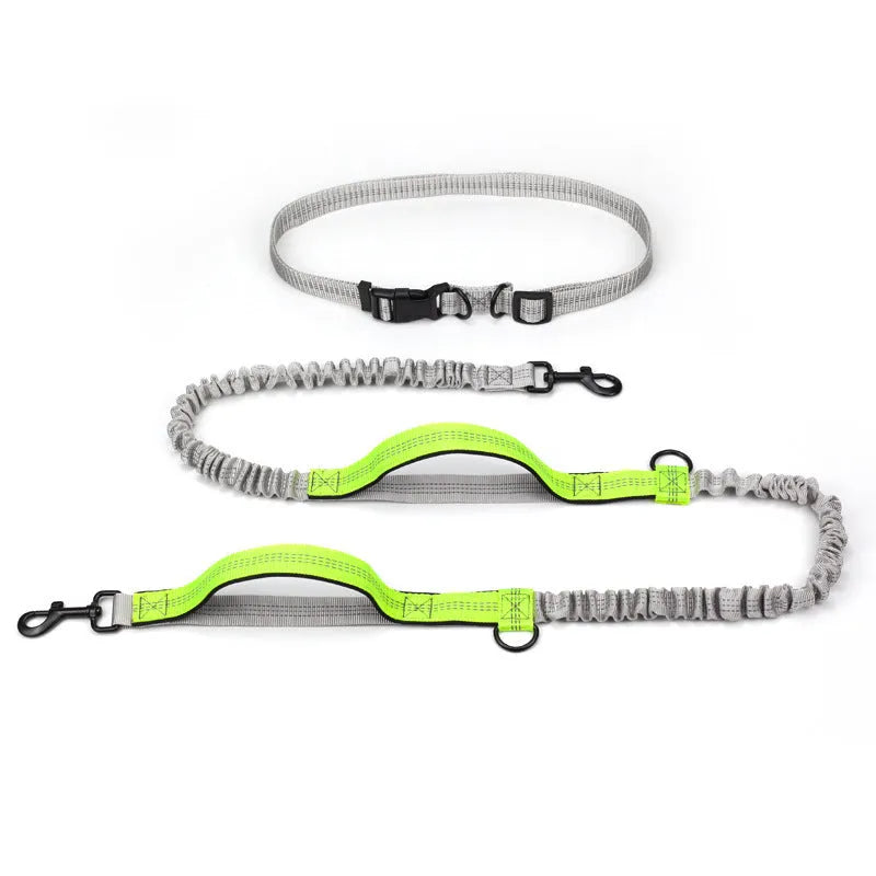 Pet outdoor running dog leash telescopic polyester foam handle fluorescent green 270g 2.5cm bandwidth