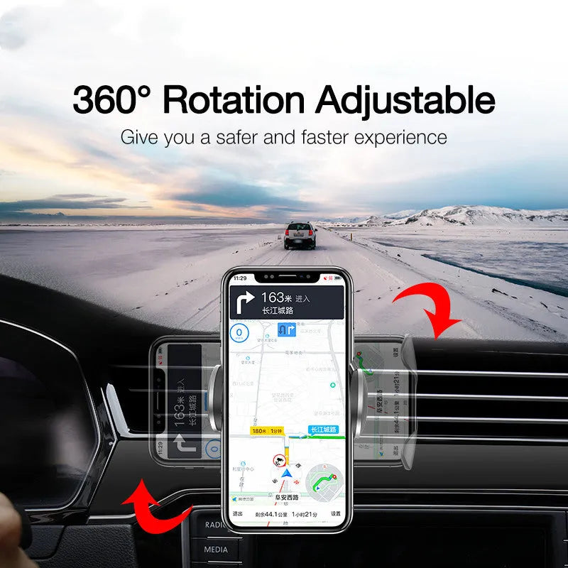 Black wireless car phone charger holder with Qi standard, adjustable 63-88mm, ABS and silicone build
