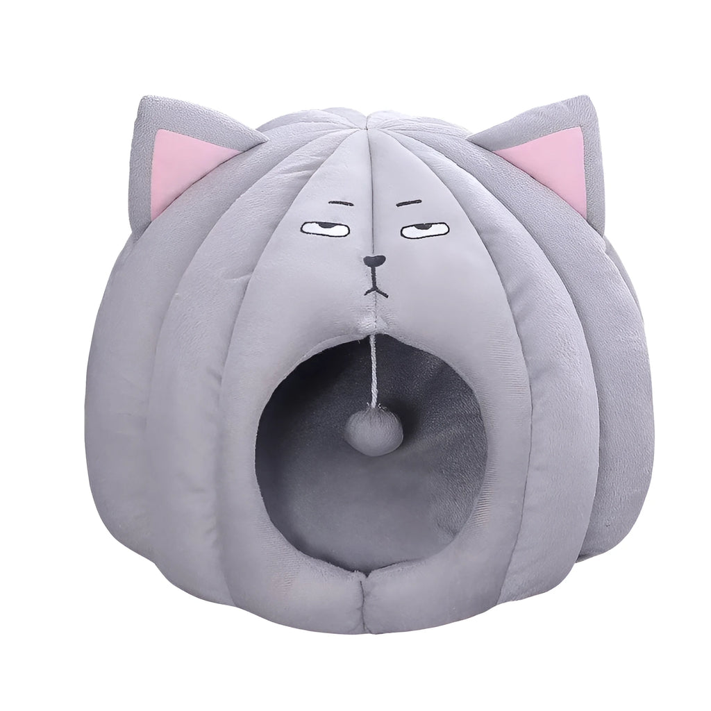 Enclosed cat litter box house in Bear design with short plush material and PP cotton fill, size M