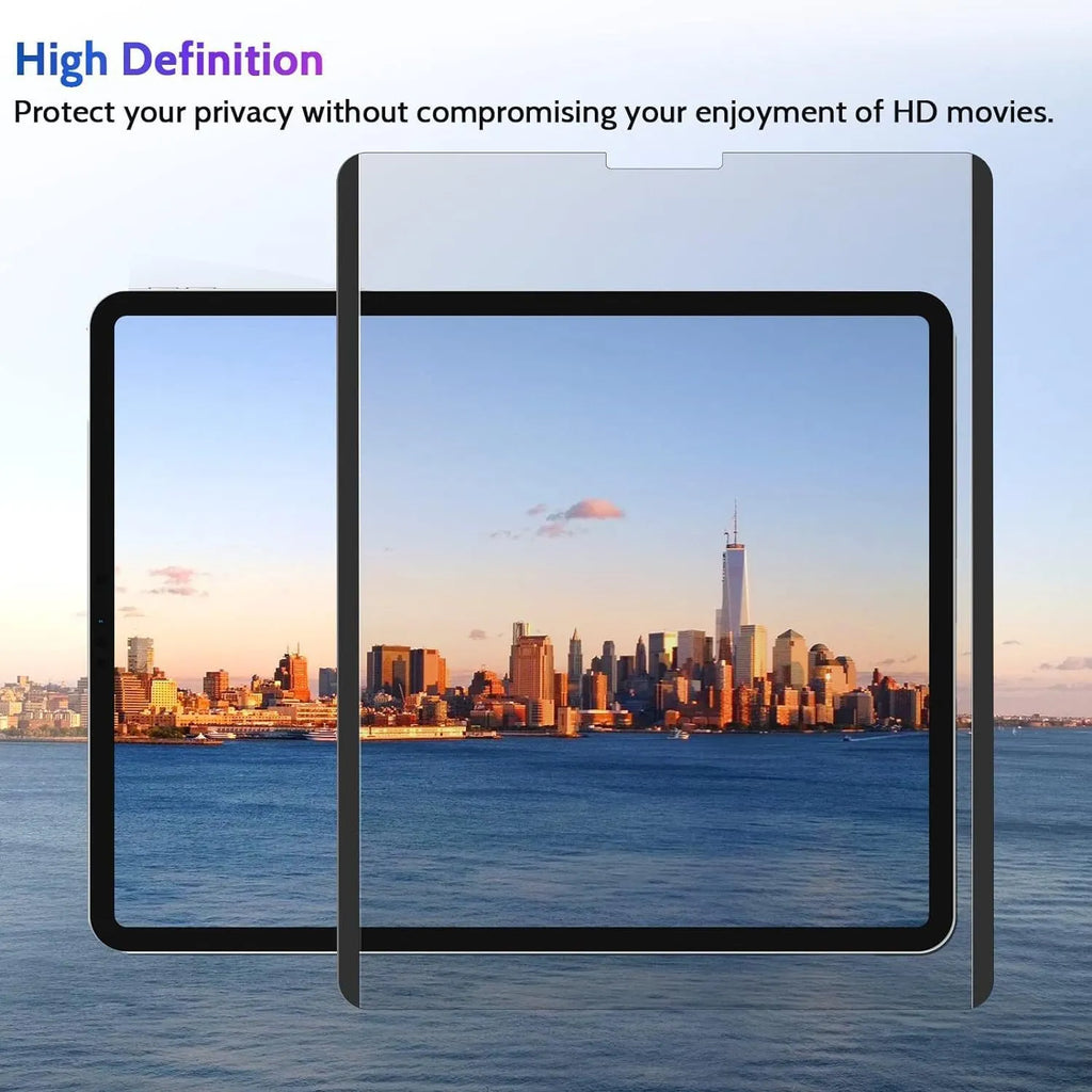 Magnetic suction anti peeping film for iPad with storage clip and multiple size options
