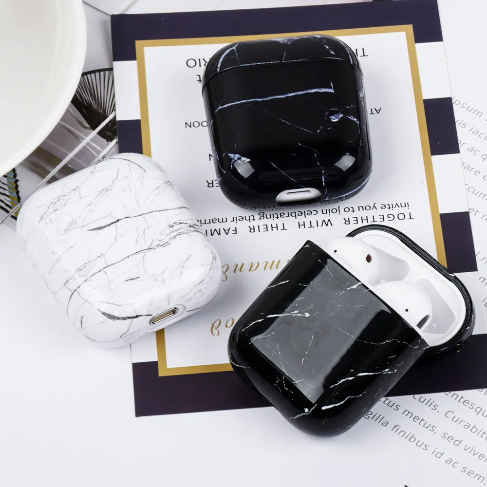 Marble pattern PC protective cover for Apple AirPods second generation, 9 colours, lightweight case