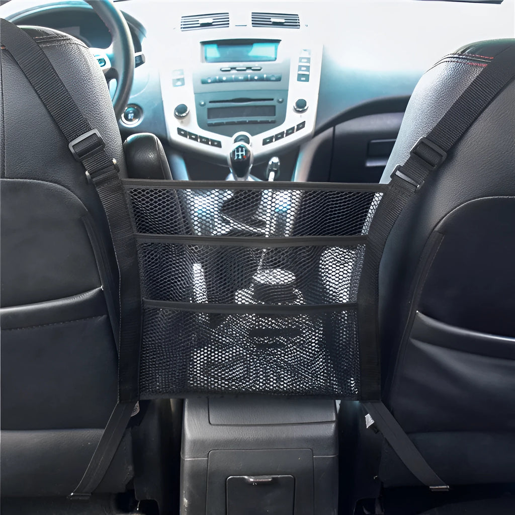 Black heavy mesh car pet isolation net installed in vehicle for small animals travel