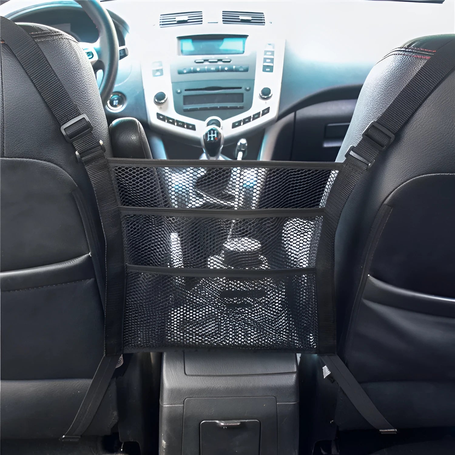 Black heavy mesh car pet isolation net installed in vehicle for small animals travel