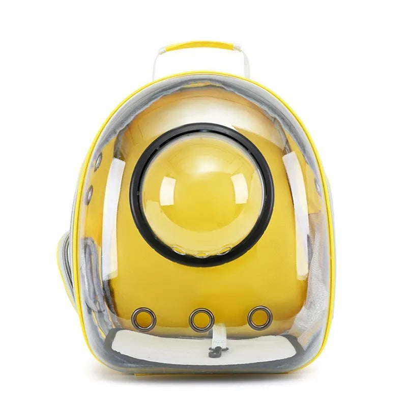 Grey PC plastic astronaut-style cat carrier bag with a side opening panel.