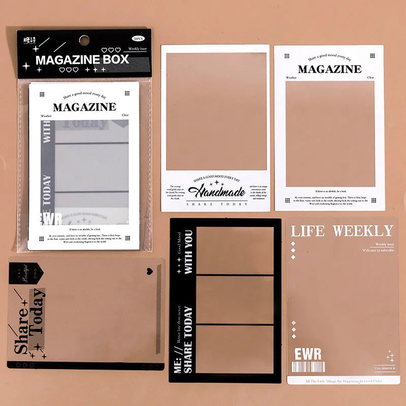 Frame Series retro decorative stickers pack with 15 transparent PET sheets