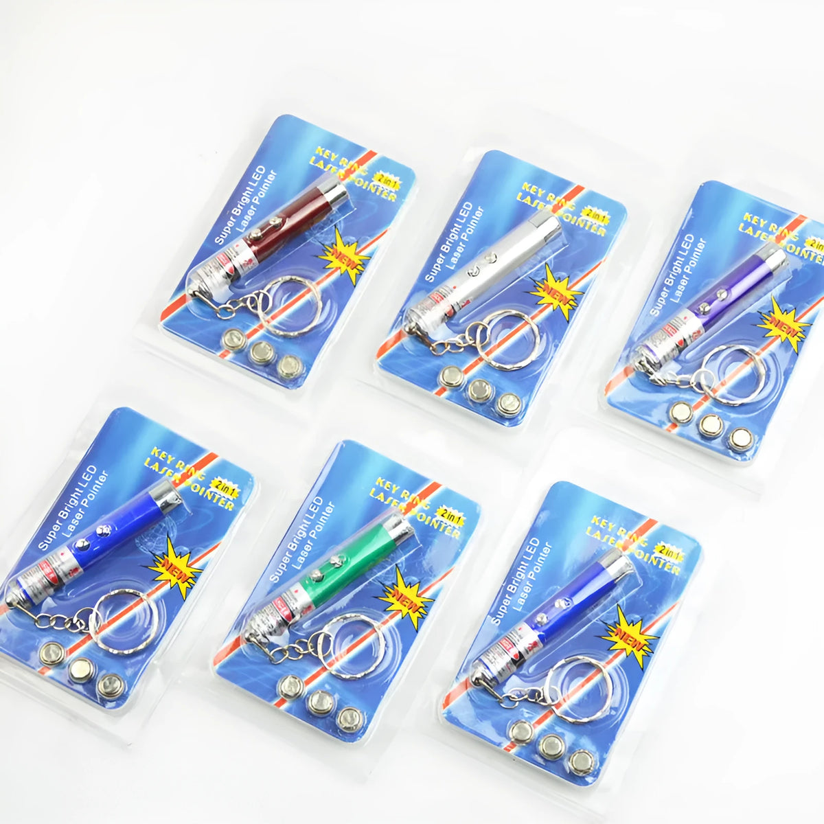 Silver aviation aluminium laser cat toy on a light background showing compact stick design