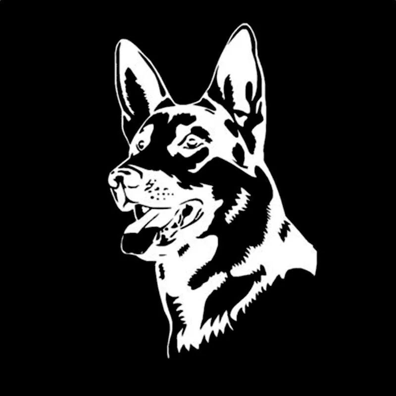 Reflective Alsatian Shepherd dog car bumper sticker in multiple colour options