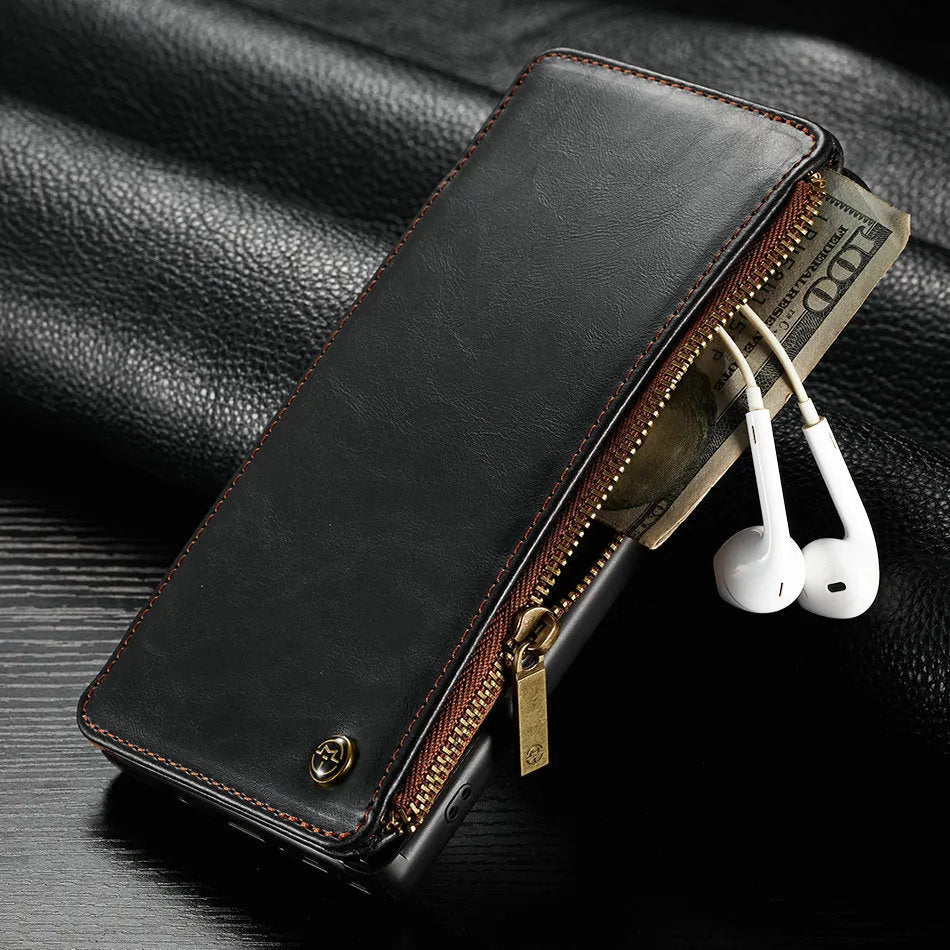 PU leather flip phone case for SAMSUNG Note9 in black, brown, and red colours
