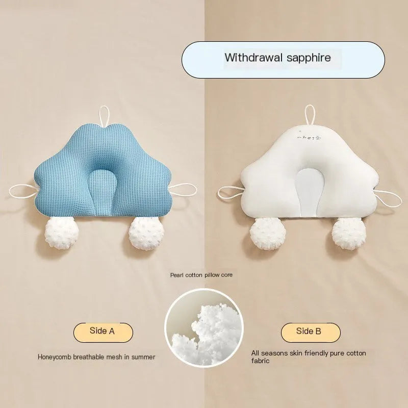 U-shaped baby head shaping pillow with detachable column in blue-white colour option