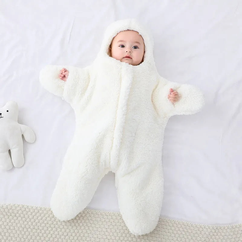 Cashmere baby sleeping bag with cotton interlayer in pink, grey, blue, or khaki for winter outings