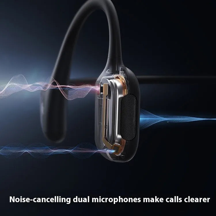 Knight Black bone conduction wireless Bluetooth earphones with neck-hanging titanium alloy frame.