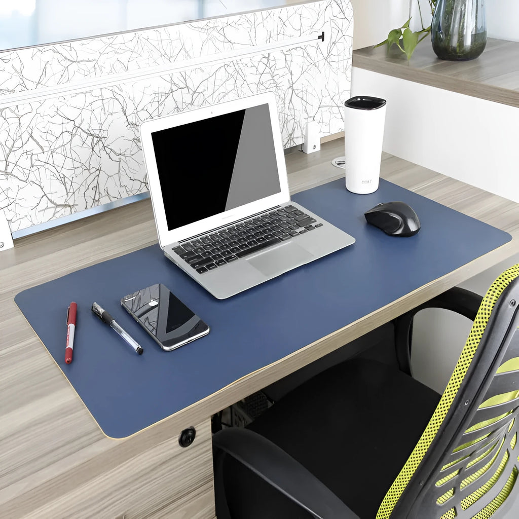 Oversized double-sided PU mouse desk pad in large size with blue yellow colour option