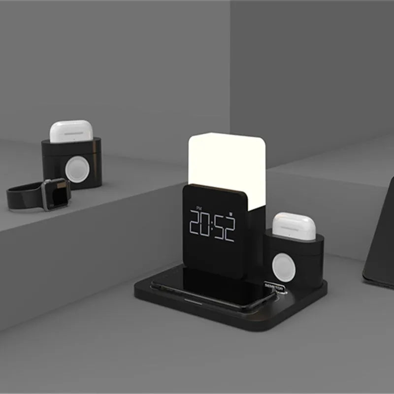 3 in 1 multi-function Qi wireless charger stand in ABS plastic available in three colour options
