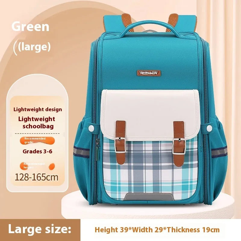 Lightweight Oxford cloth school backpack in navy blue, shown in a modern style for student use.