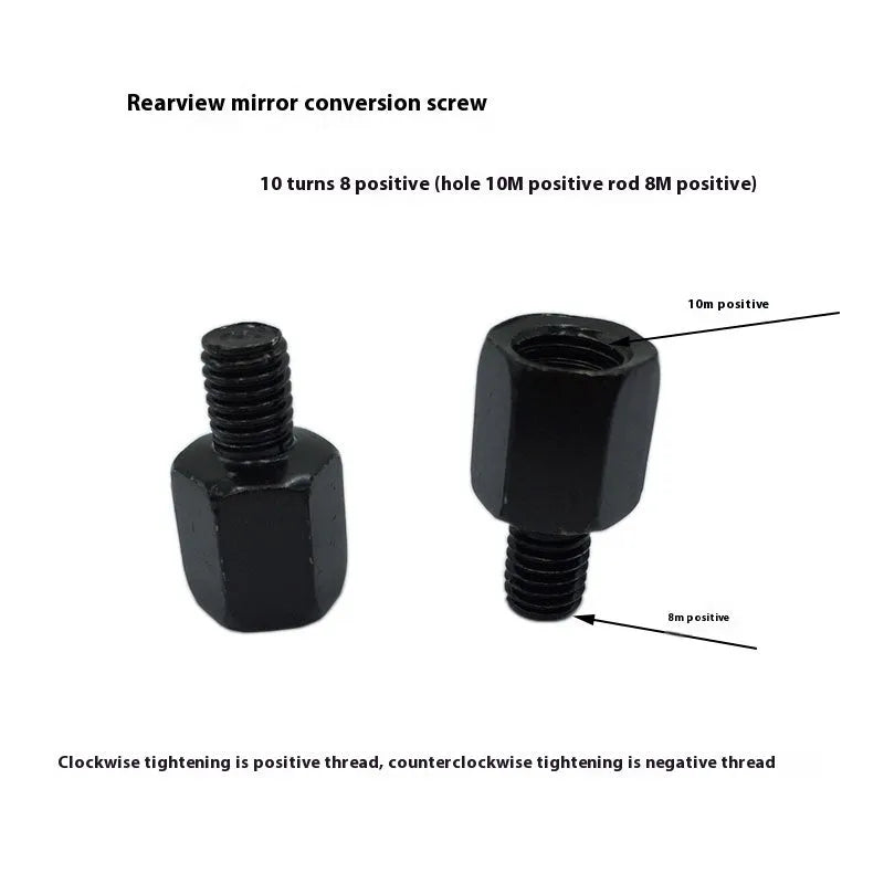 Iron motorcycle rearview mirror connecting screw with 8 to 10 positive thread for secure mirror mounting