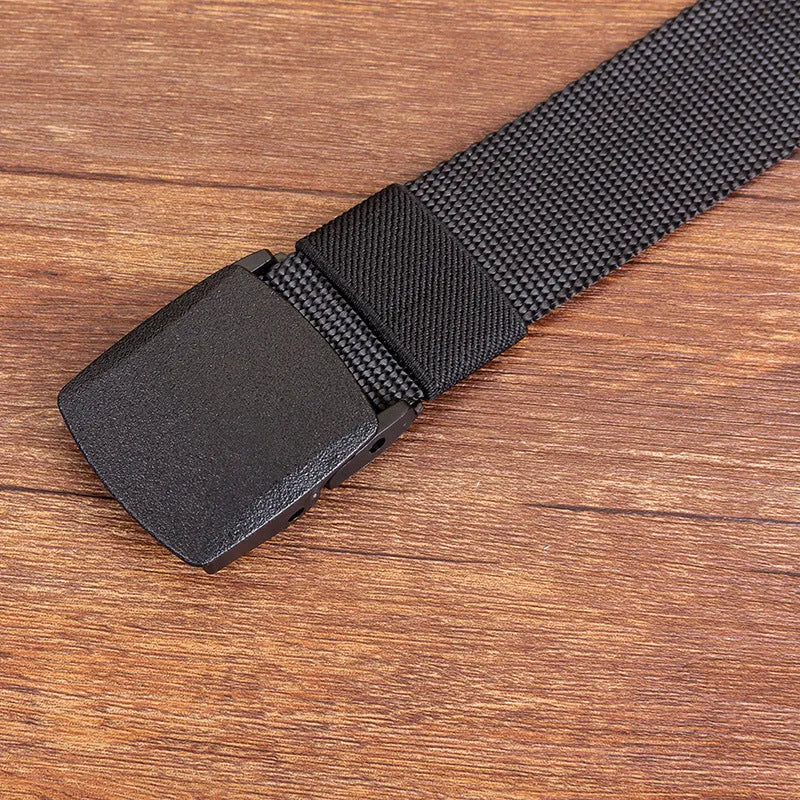 Men's canvas belt with plastic square buckle woven nylon webbing outdoor leisure