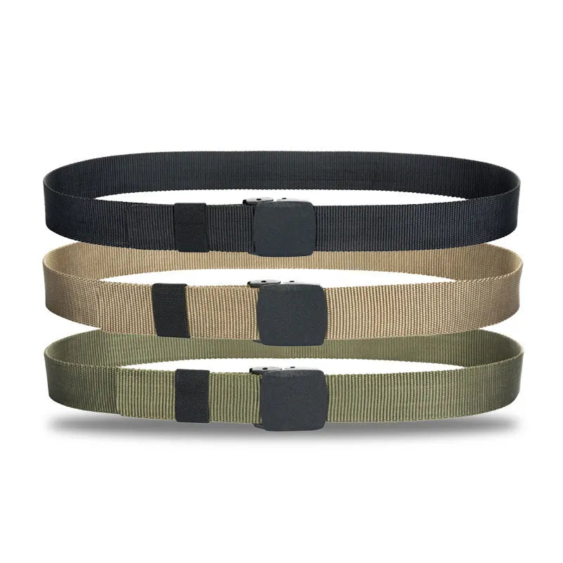 Men's canvas belt with plastic square buckle woven nylon webbing outdoor leisure