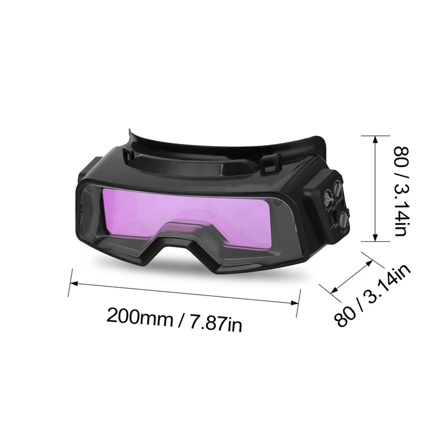Black automatic welding mask with adjustable darkening lens for arc welding protection