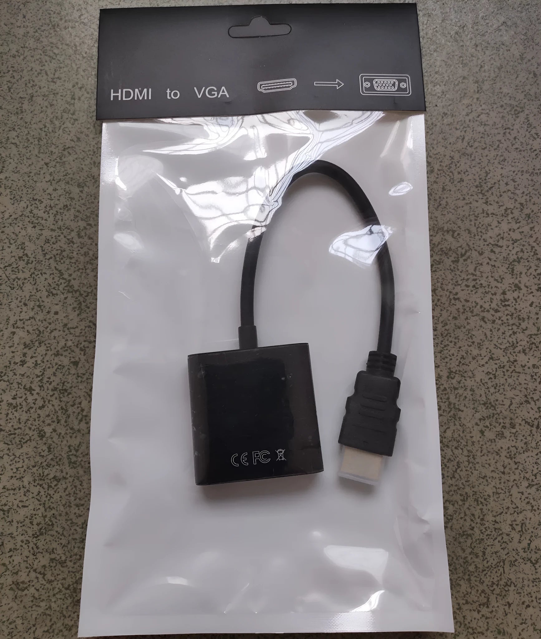 HDMI to VGA adapter cable with 0.3 metre length in black or white colour options