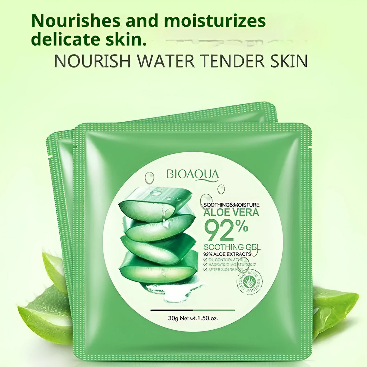 Aloe vera gel facial mask 30g in natural aloe format for universal skin types, available as 1pcs or 4pcs