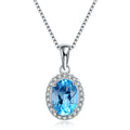 925 Sterling Silver four-piece jewellery set with Blue Topaz gemstones including earrings, ring, pendant and necklace