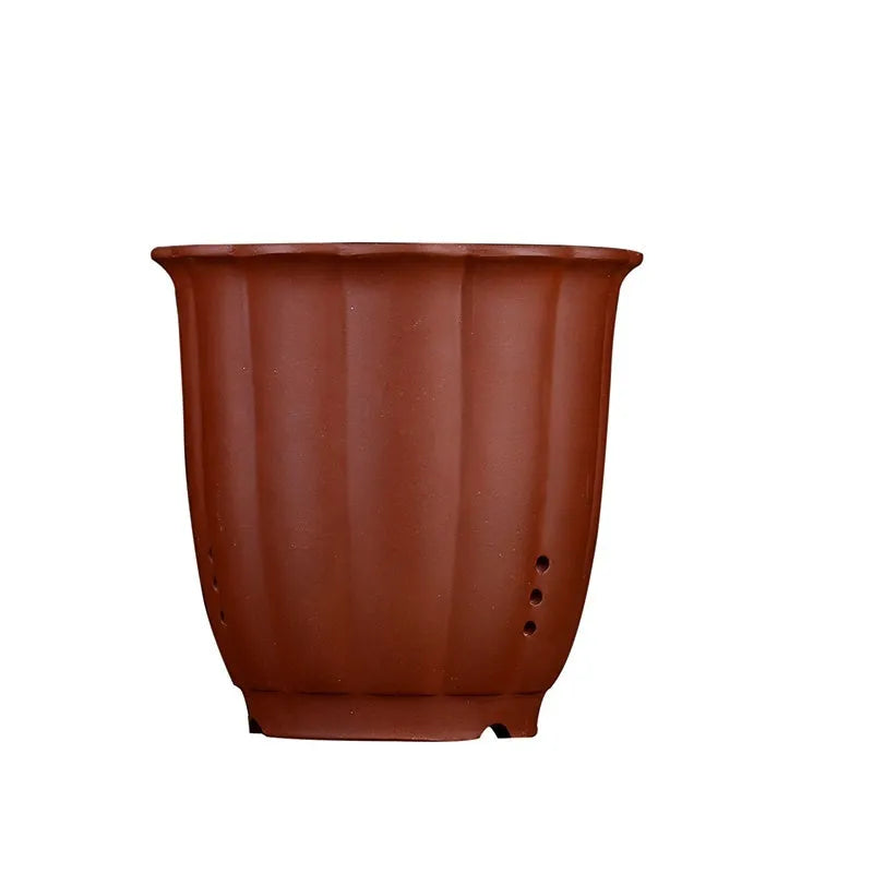 Round desktop bonsai basin with ceramic flower pot in colour choice black purplish red wine red