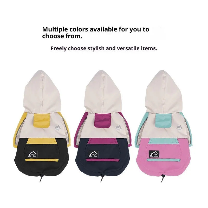 Waterproof pet jacket in bright mint green for dogs, polyester shell with casual style