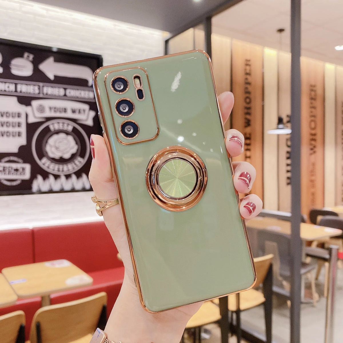 Huawei P40 Pro magnetic ring bracket TPU back cover electroplated fine hole