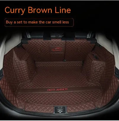 Custom 3D boot liner mat for Mitsubishi Outlander, shown in a black and beige colour combination.