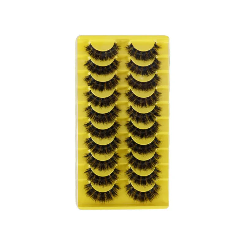 3D multi-layer false eyelashes in black and transparent stem styles on a white background