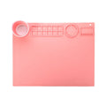 Silicone double bowl painting mat in light blue, 50x40cm, with integrated water bowls for watercolour painting