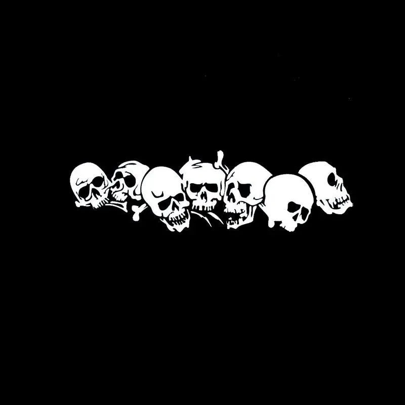 Reflective skull bumper stickers for motorcycle and electric car in black white red 30x8cm