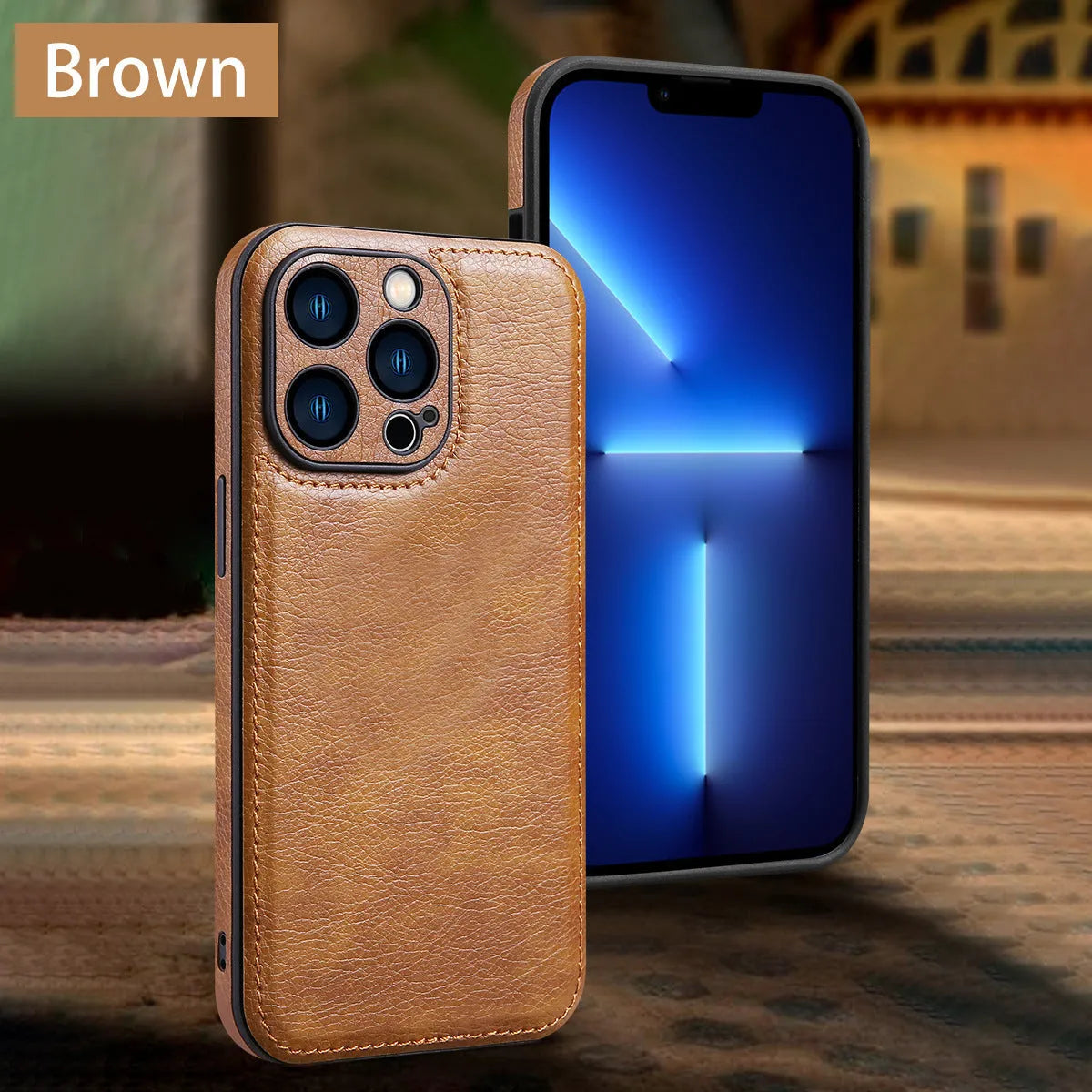 Leather grain TPU PU leather drop-resistant phone case for Apple iPhone series in black colour