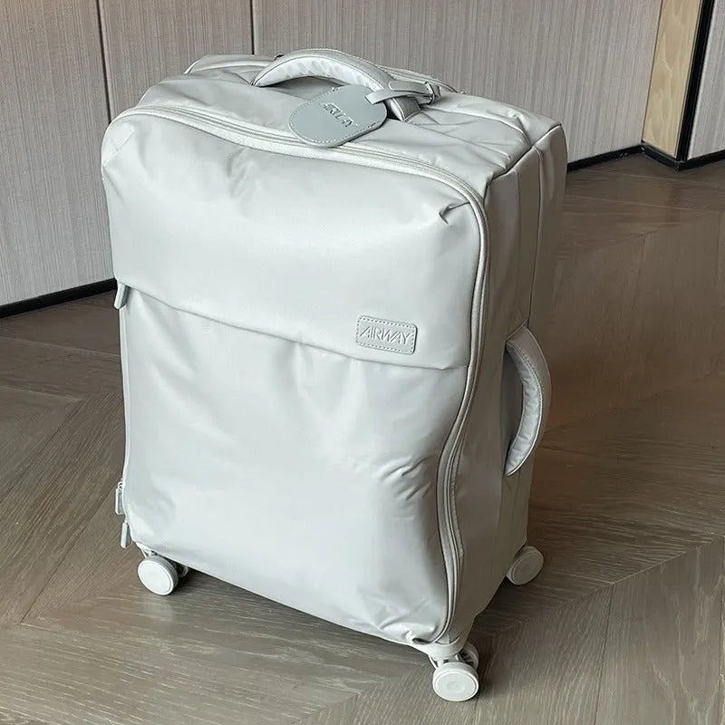 20-inch waterproof Oxford cloth luggage suitcase with universal wheels in bluestone green colour